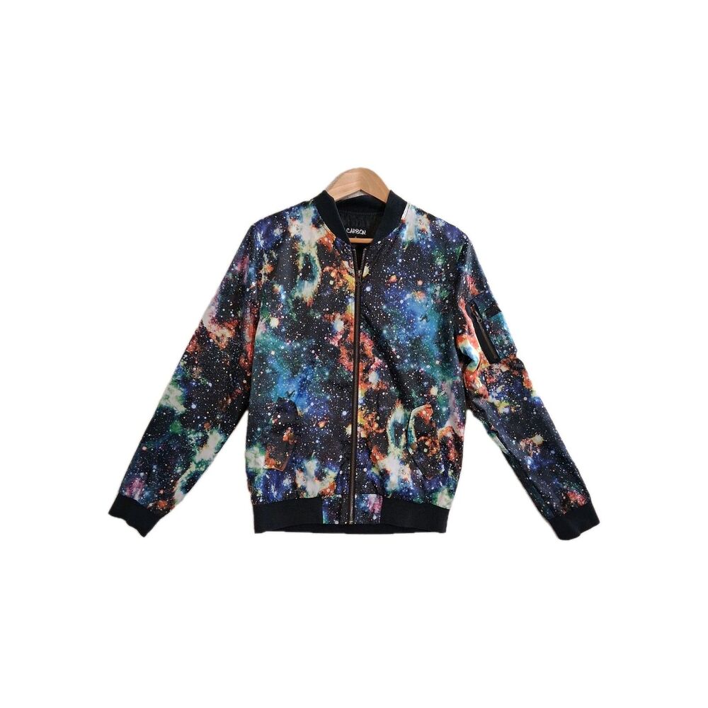 Members Only Colorful Jacket Sz S Celestial Stars Outer Space Galaxy Futuristic